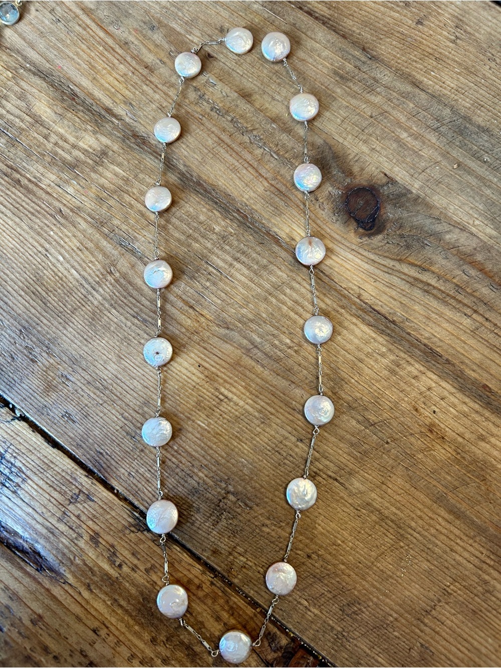 Anthropologie White Coin Pearl Station Necklace